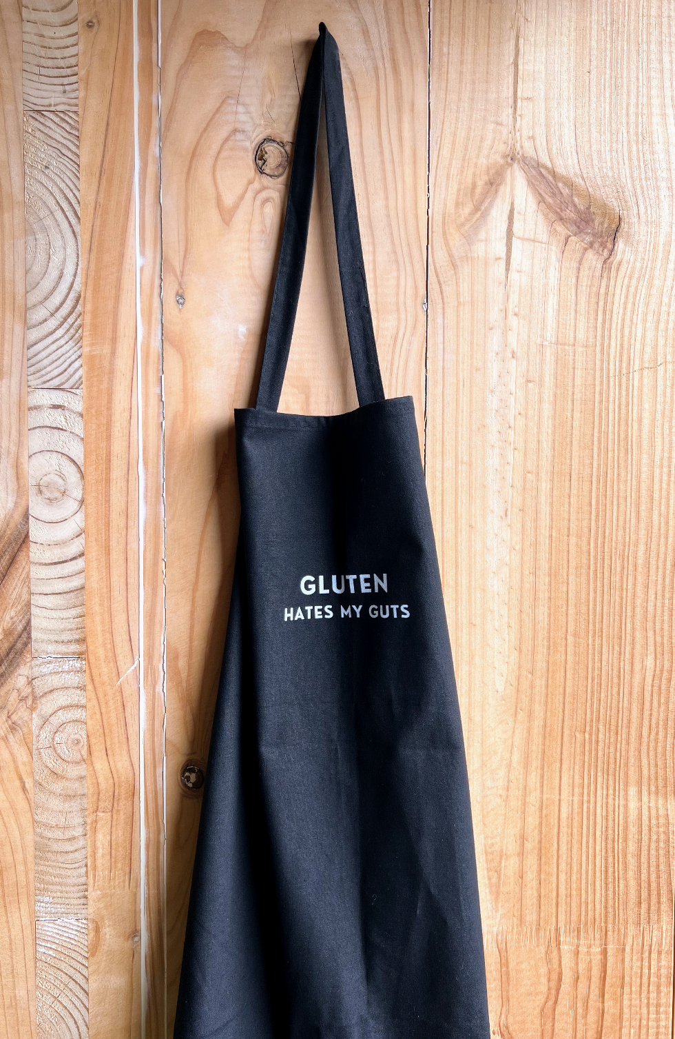 Gluten Hates My Guts  Unisex Cotton Apron | Black | One Size