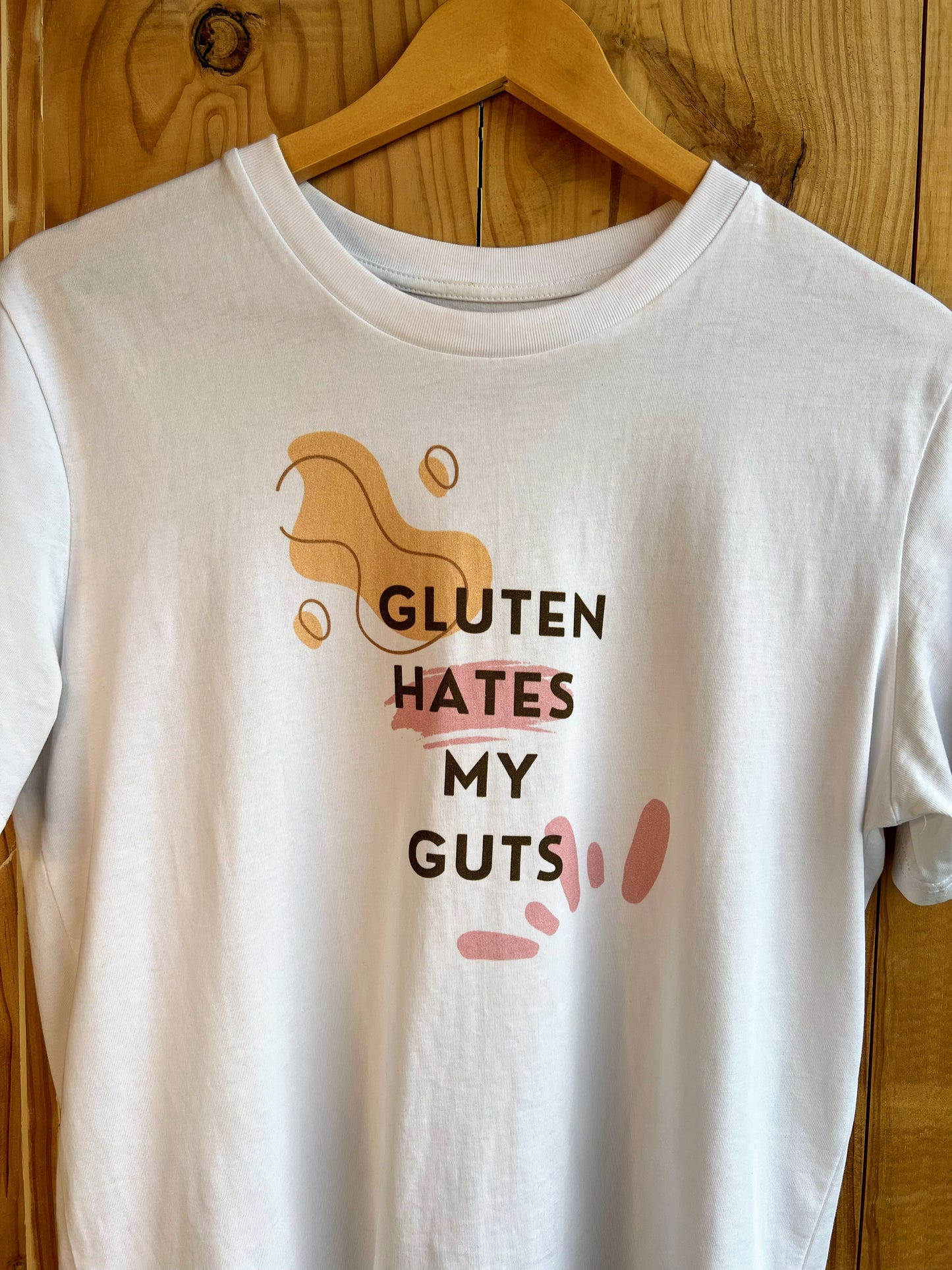 "Gluten Hates My Guts" - Unisex 100% Organic Cotton T-shirt | Abstract gut & villi design | For Men and Women