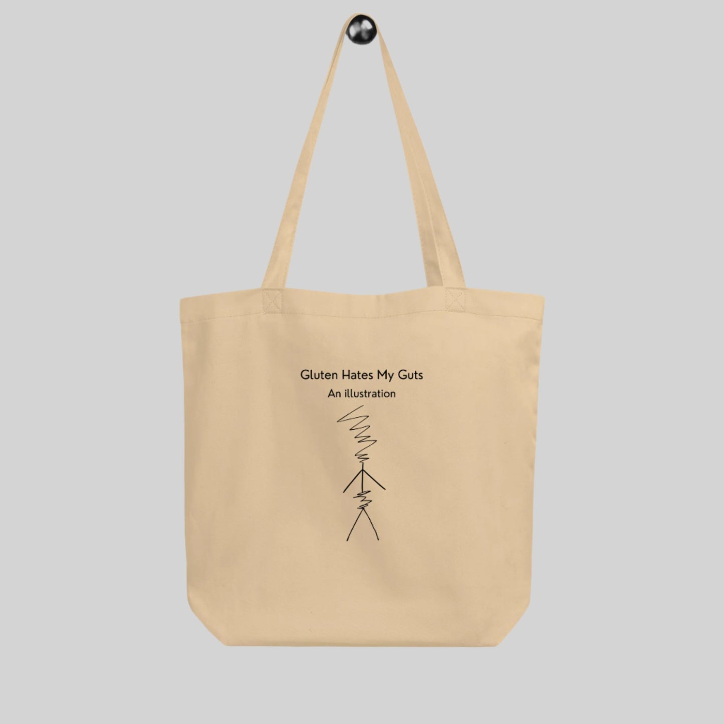 Gluten Hates My Guts Illustration - 8oz Eco Tote Bag | 100% Organic cotton | Beige