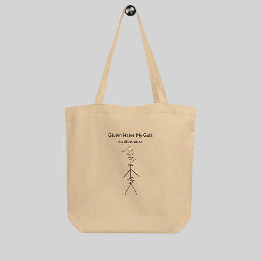 Gluten Hates My Guts Illustration - 8oz Eco Tote Bag | 100% Organic cotton | Beige