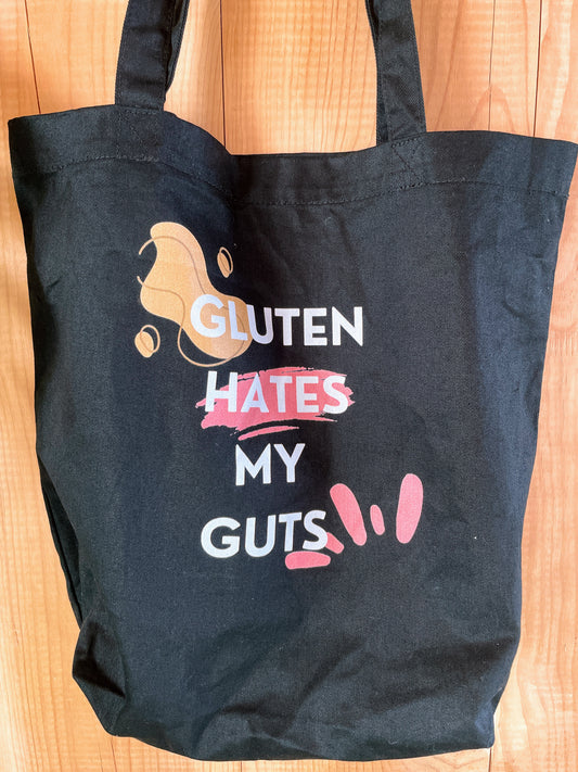 "Gluten Hates My Guts" - 8oz Eco Tote Bag | 100% Organic cotton | Abstract gut & villi design