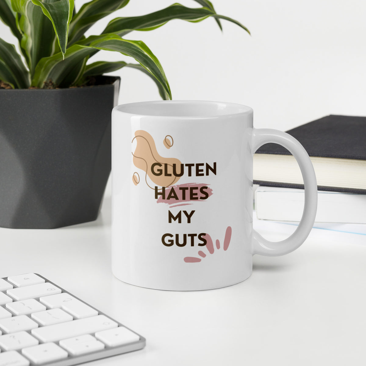 Gluten Hates My Guts Gut & Villi Mug - R Handed