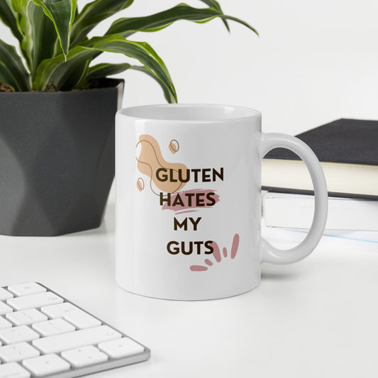 Gluten Hates My Guts Gut & Villi Mug - R Handed